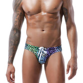 Rainbow Leopard Print Swim Briefs